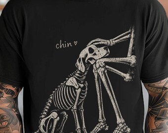 Comfort Colors Dog Skeleton Shirt, Chin Dog Halloween Tee, Funny Spooky Dog Lover Gift, Dog Mom Shirt, Gothic Halloween Tee