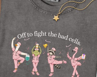 Off To Fight The Bad Cells Goose Cancer Awareness Tee, Oncology Chemo Support Goose Tee, Cancer Awareness T-Shirt, Breast Cancer Shirt,