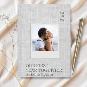 CUSTOM Our First Year Together journal, Couples Journal, keepsake memory book, 1st Anniversary, Paper Gift for Husband Wife, Boyfriend gift