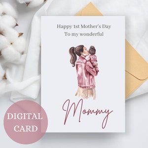 Mutter und Tochter Karte, Mutterschaft leere Karte, Muttertagskarte von Tochter, süße Muttertagskarte, neues Muttergeschenk, Grußkarte für Mama