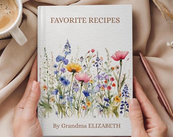 Wildflowers Recipe Book, Personalized Gifts for Mother's Day, Family Recipe Book, Bridal Shower Gift for Mom & Grandma, GiGi Birthday Gift