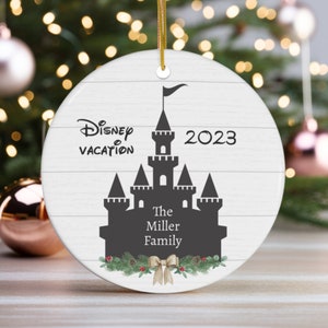 Personalized Castle Disney Ornament, Vacation ornament, First Disney trip, Disney World Inspired, Disney World 50th Anniversary, Family gift image 1