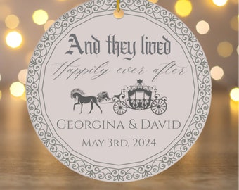 Cinderella Carriage Wedding Ornament, Happily Ever After, Married ornament, Fairytale Wedding Couple Ornament, Disney World Couples Ornament