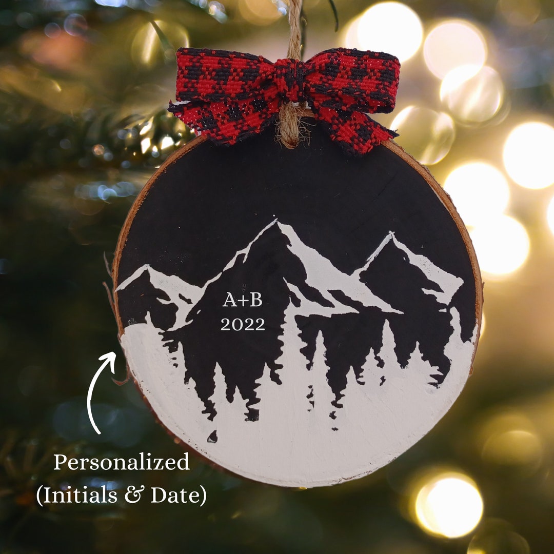 Snowy Mountain Ornaments, Mountain Christmas Ornament, Newlywed