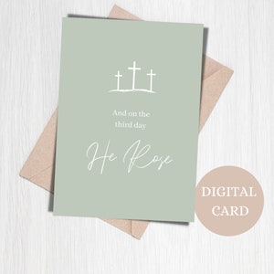 And On the Third Day He Rose, Minimalist Resurrection, Easter Bible Verse Greeting Card, Boho Easter Card, Printable Scripture Easter Card