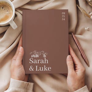 Personalized Mountain Wedding Guest Book, Terracotta guest book, Wedding Sign In Book, Nature Forest Wedding Guestbook, Boho Wedding