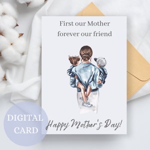 Muttertagskarte, zuerst unsere Mutter für immer unsere Freunde, Mutterkarte, süße Muttertagskarte, bestes Muttergeschenk, Grußkarte für Mama