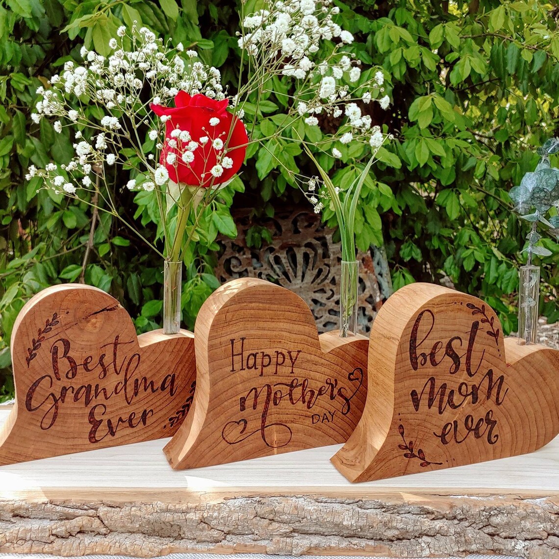 Wood heart stand engraved wood heart custom heart stand Etsy