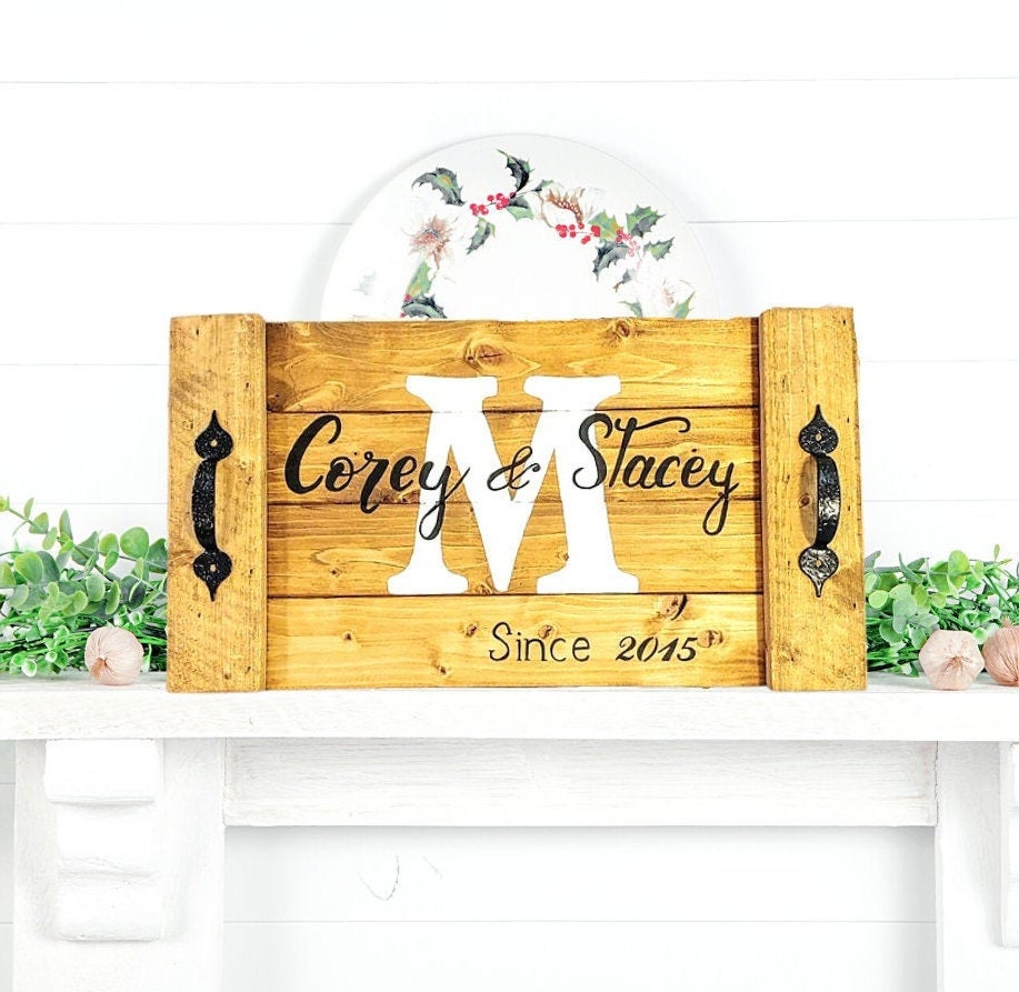 Personalized Serving Tray Monogram Custom Wood Tray Etsy