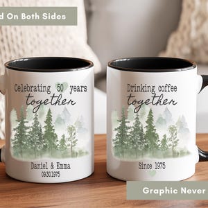 Personalized 50th Anniversary Mug, Custom 50 Year Marriage Gift For Parents, Golden Anniversary Coffee Cup, Gift For Couple, Since 19XX zdjęcie 8