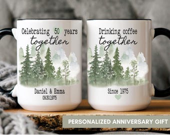 Personalized 50th Anniversary Mug, Custom 50 Year Marriage Gift For Parents, Golden Anniversary Coffee Cup, Gift For Couple, Since 19XX