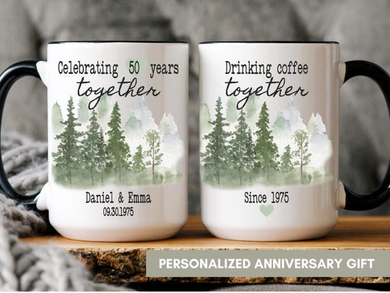 Personalized 50th Anniversary Mug, Custom 50 Year Marriage Gift For Parents, Golden Anniversary Coffee Cup, Gift For Couple, Since 19XX