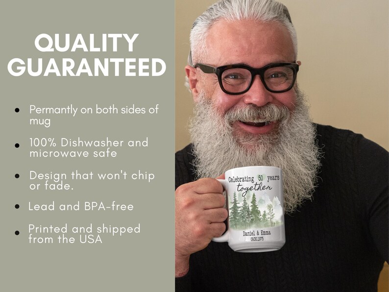 Personalized 50th Anniversary Mug, Custom 50 Year Marriage Gift For Parents, Golden Anniversary Coffee Cup, Gift For Couple, Since 19XX zdjęcie 6