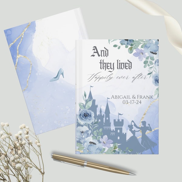 Fairytale guest book, Cinderella Wedding guestbook, Blue Wedding Reception Signing Book, Disney Castle Princess Guestbook, Once Upon a Time