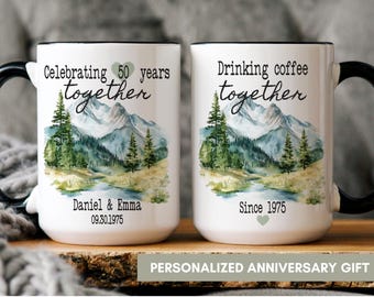 Personalized 50th Anniversary Mug, Custom 50 Year Marriage Gift For Parents, Golden Anniversary Coffee Cup, Gift For Grandparents, Since
