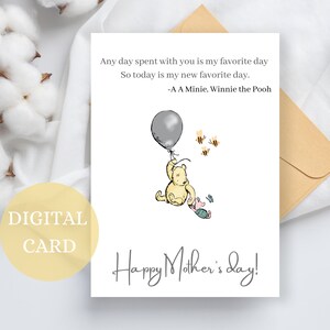 Niedliche Muttertagskarte, Muttertagskarte, Winnie the Pooh, Muttertagskarte, Karte für Mama, Karte für sie, beste Mama, Muttertagskarte für Mama,
