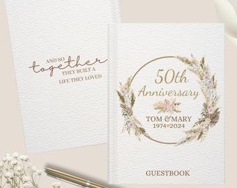Personalized 50th Wedding anniversary Guest Book, Boho Anniversary Guest Book, Anniversary Guest Book Memorial, 20th 30th 40th wedding sign