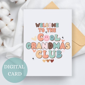 Cool grandmas Club, Promu grand-mère, Nouvelle carte grand-mère, Carte rétro, Drôle de grand-mère révélée, Annonce de grossesse, Grand-mère à être carte