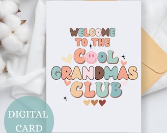 Cool grandmas Club, Promoted to Grandma, New Grandma Card, Retro card, Funny Grandma reveal, Pregnancy announcement, Grandma to Be Card