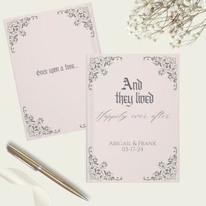 Fairytale Pink Wedding guestbook, Happily ever after, Disney Wedding Guestbook, Once Upon a Time, Romantic Wedding Reception Signing Book