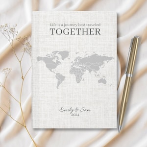World Travel Journal for couple, Couple Travel Journal, Personalized Travel Diary, Bucket List, Adventure Notebook, Honeymoon journal gift