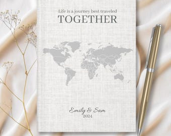 World Travel Journal for couple, Couple Travel Journal, Personalized Travel Diary, Bucket List, Adventure Notebook, Honeymoon journal gift