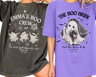 Last Boo Before I Do Shirt, Custom Halloween Bachelorette Party Matching Tee, Personalized Salem Bride Shirt, Gothic Bride Crew Tshirt