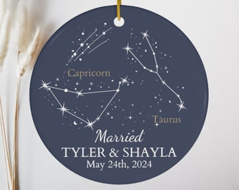 Celestial married Ornament, Zodiac anniversary wedding gift, Night Sky ornament, Gift for Couple, Starry Night, Astrological Constellation