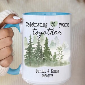Personalized 50th Anniversary Mug, Custom 50 Year Marriage Gift For Parents, Golden Anniversary Coffee Cup, Gift For Couple, Since 19XX zdjęcie 7