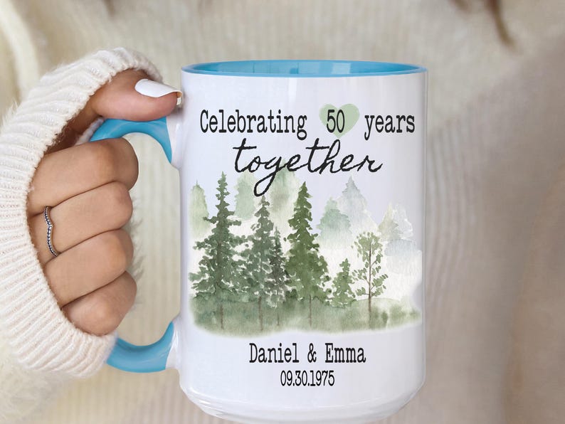 Personalized 50th Anniversary Mug, Custom 50 Year Marriage Gift For Parents, Golden Anniversary Coffee Cup, Gift For Couple, Since 19XX zdjęcie 7