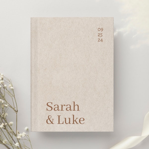 Personalized Modern Wedding Guest Book, Wedding Sign In Book, minimalist neutral colors, Engagement Party, Elegant Blank Book, Bridal shower