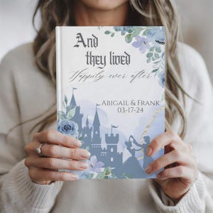 Fairytale guest book, Cinderella Wedding guestbook, Blue Wedding Reception Signing Book, Disney Castle Princess Guestbook, Once Upon a Time