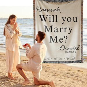 Custom Engagement Backdrop Sign, Will You Marry Me? Blanket for Proposal Ideas, Wedding & Marriage Proposal Decor Keepsake Engagement 015