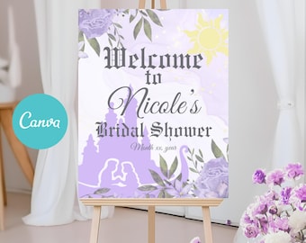 Fairytale Bridal Shower Welcome Sign, Castle Tangled Welcome Sign, Rapunzel Party Sign, Princess Wedding, Fantasy Bridal, Once Upon A Time