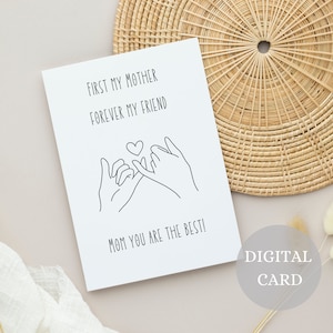 Mama Geburtstagskarte, zuerst meine Mutter für immer meine Freunde, Mama minimalistische Karte, süße Muttertagskarte, bestes Mama Geschenk, Grußkarte für Mama