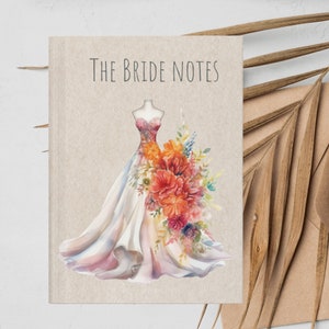 The Bride notes Journal, Burnt Orange Wedding Dress, Bride notebook, Bridal Journal, Wedding Notebook, Present for the Bride, Marriage Book