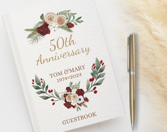 Anniversary Guest Book Alternative, Anniversary gift, 50th Wedding Anniversary Guestbook, 50 Years Guestbook, 40th 30th anniversary memory