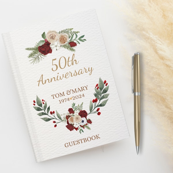 Anniversary Guest Book Alternative, Anniversary gift, 50th Wedding Anniversary Guestbook, 50 Years Guestbook, 40th 30th anniversary memory