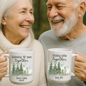 Personalized 50th Anniversary Mug, Custom 50 Year Marriage Gift For Parents, Golden Anniversary Coffee Cup, Gift For Couple, Since 19XX zdjęcie 3