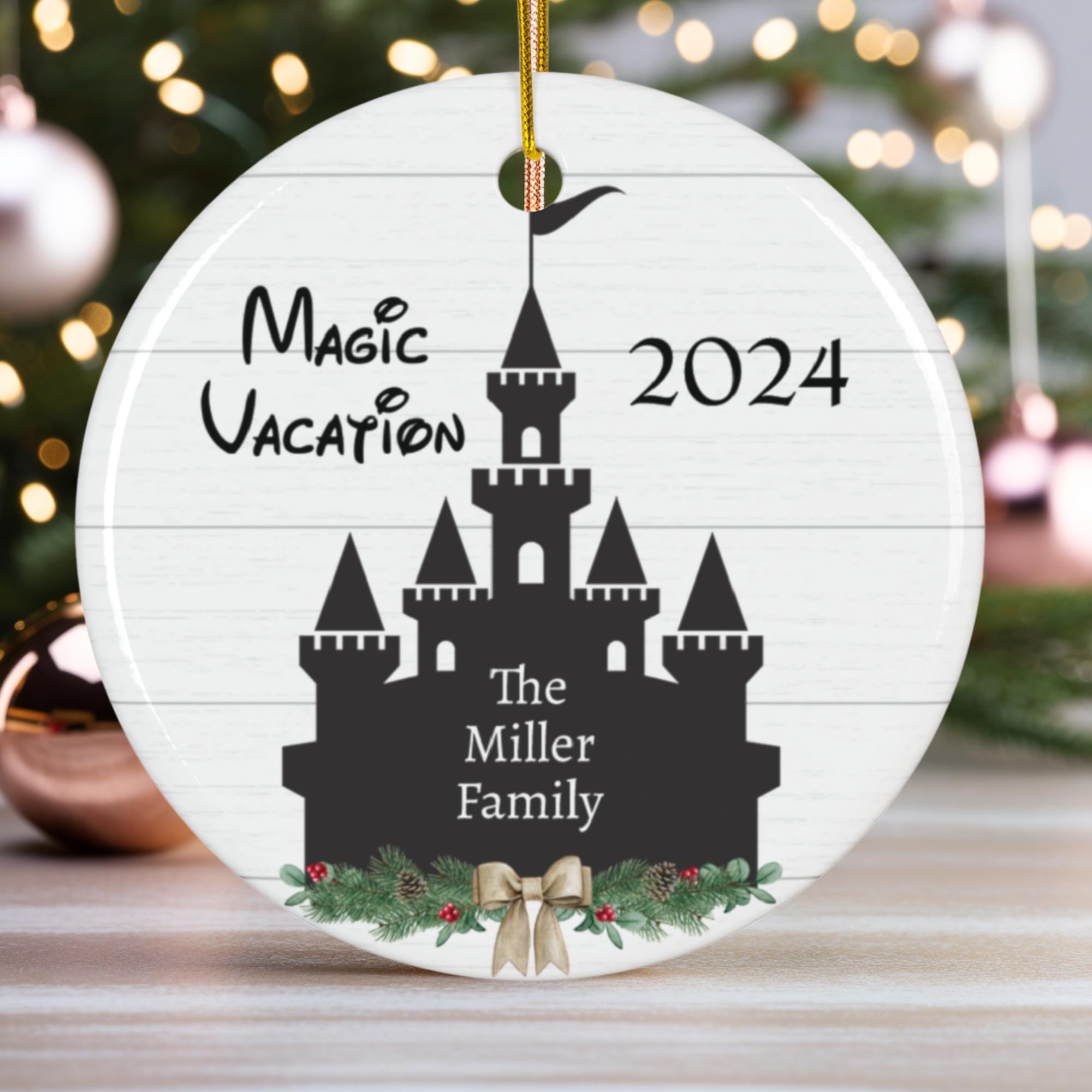 Personalized Castle Disney Ornament, First Disney trip, Disney World Inspired, Disney 50th Anniversary, Magic Vacation ornament, Family gift