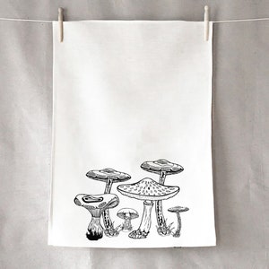 Toadstools Mushrooms 100% Cotton Tea Towel Hand Screen Printed in Australia  Gift Gardening Kitchen Birthday Mothers Day BBQ Xmas Christmas