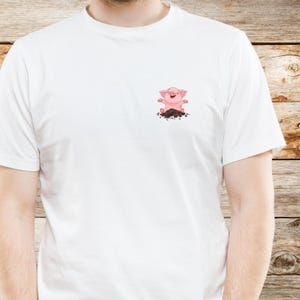 Happy Pig T-Shirt, Unisex Tee Shirt, Funny Farm Animal Tee, Sarcastic Graphic Top, Pig Lover, Gift, christmas, unique, good quality & color.