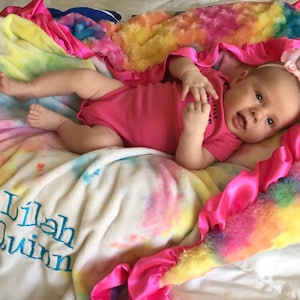 Minky blanket/Tie Dye Blanket/girl/baby/blanket/Personalized/throw/toddler/teen/child/Double sided