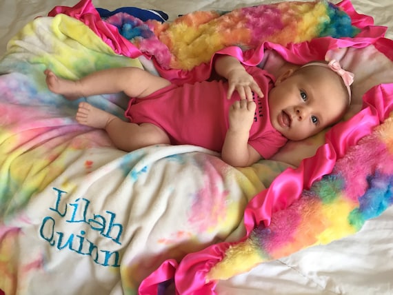 Minky Blanket tie Dye Blanket girl baby blanket personalized throw toddler teen child double Sided Etsy Israel