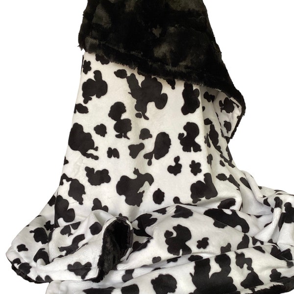 Baby/Lovey/Minky/Blanket/Cow Moo print/black/Personalized/Lovie/Custom/Minky/blanket/baby gift/shower gift