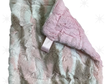 Lovey Paci Himalayan Pink/Buddy Security Soother Blanket/Baby Nursery/Mini Sensory Blanket/Double-sided minky/personalized/birth-shower gift