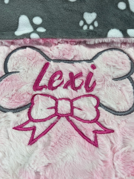 Dog Puppy Pet Paw Print Personalized security minky blanket