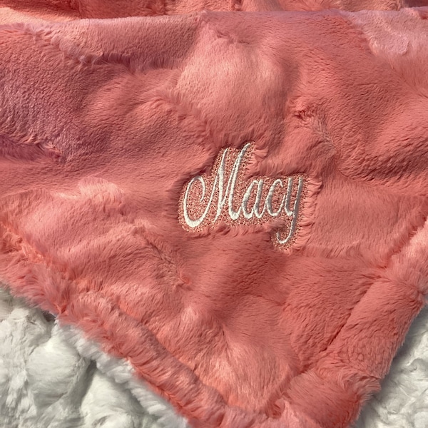 Coral/Personalized/Faux Fur/Coral Ivory/Blanket/Throw/girl/adult/baby/toddler child/teen/Personalized/gift/shower