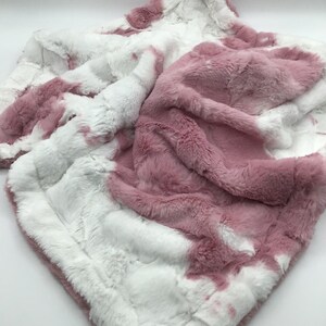 Personalized Baby Minky Blanket: Pink Cow Plush, Handmade image 3