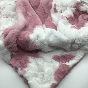Personalized Baby Minky Blanket: Pink Cow Plush, Handmade image 2